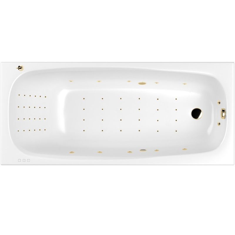 Ванна гидромассажная Whitecross Layla Slim NANO 0122.180080.100.NANO.GL 180x80 (белый глянцевый, золотой), каркас, слив-перелив